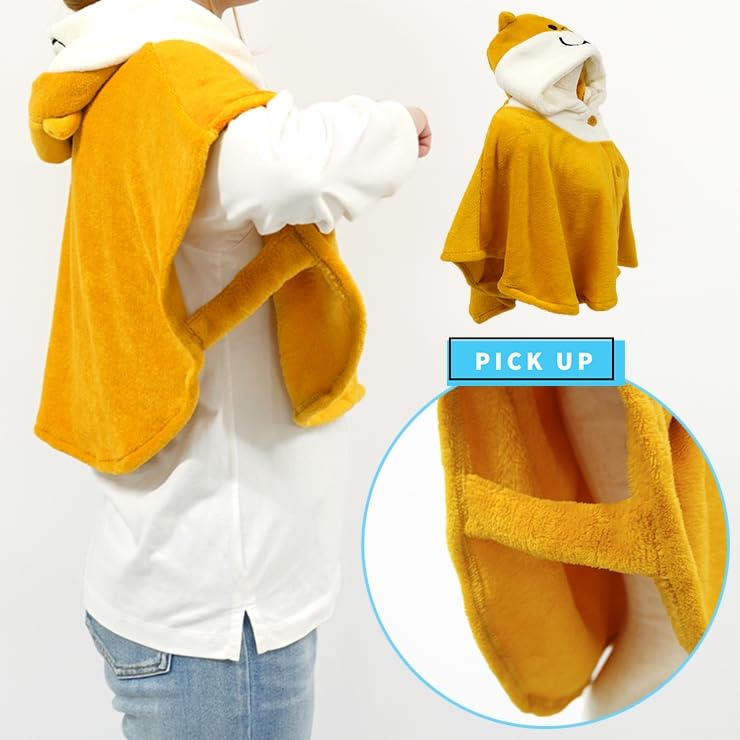 [Hima Japan] Cute Lie Otter Cape with Hood, Loungewear, Cardigan, Warm, Cold Protection, Character