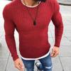 Fashion Men Color Block Patchwork O Neck Long Sleeve Pullover Knitted Sweater