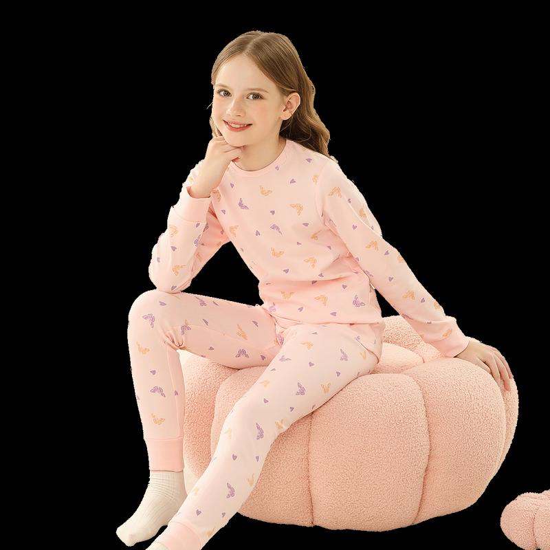 MIIOW Kids 100% Cotton Thermal Underwear Set for Girls