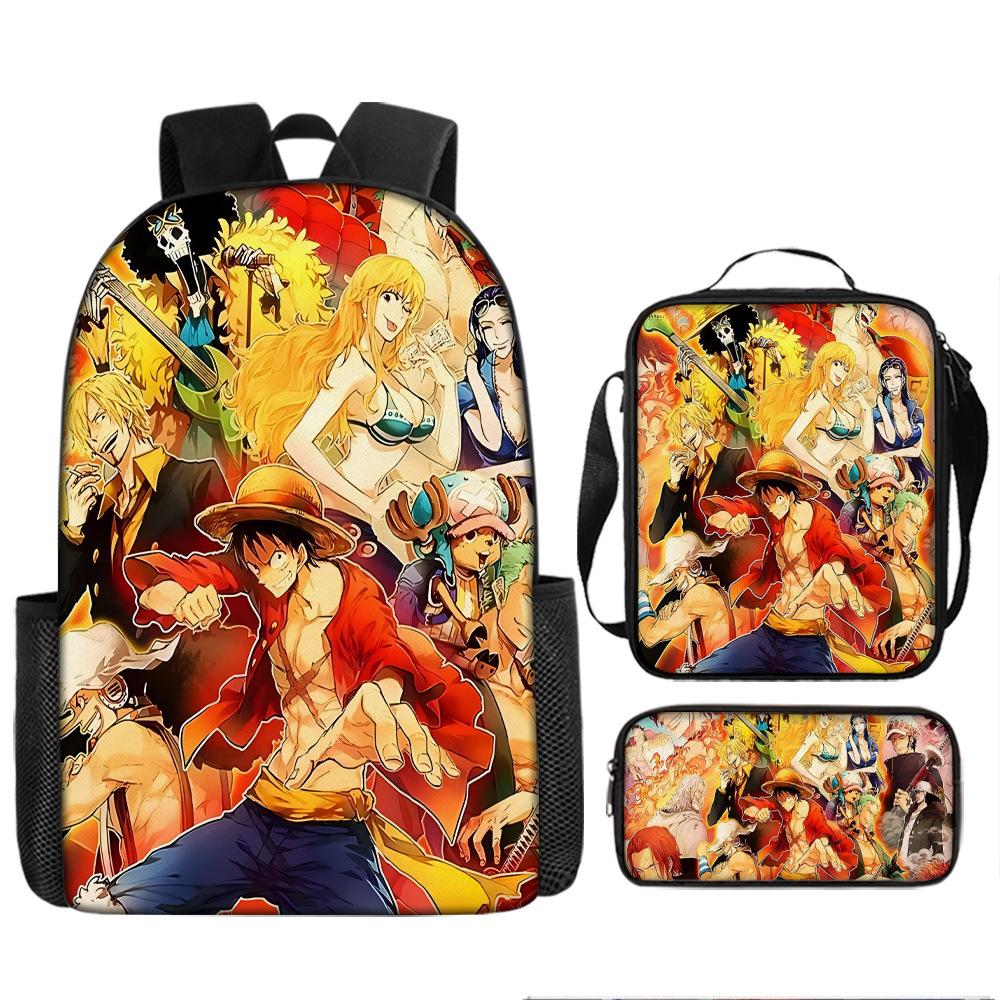 Animation ONE PIECE schoolbag three-piece play peripheral backpack large capacity middle school student outdoor campus computer bag
