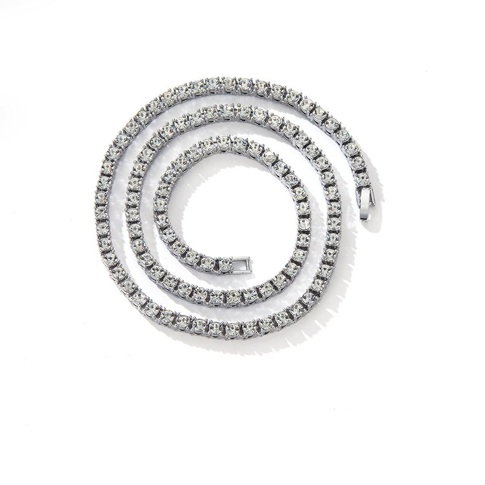 5Mm Hip Hop Tennis Chain Simple Single Rhinestone Clavicle Chain Cuban Chain Necklace