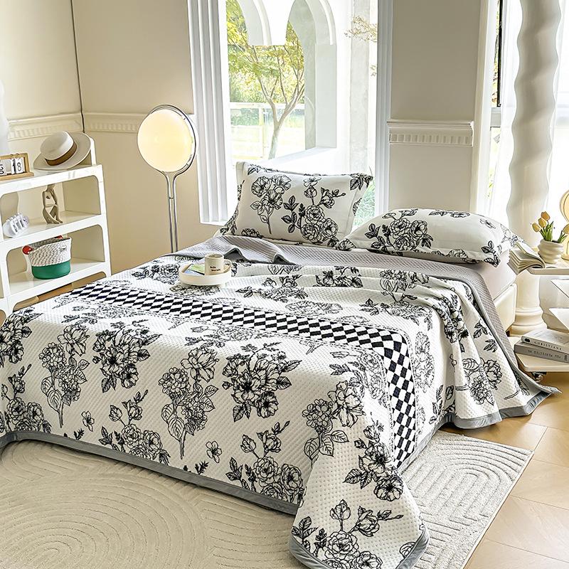 Herbst/Winter Milchsamt Bedrucktes Einzelbett-Tagesdecke- & Kissenbezug-Set mit Matratzen-Staubschutz