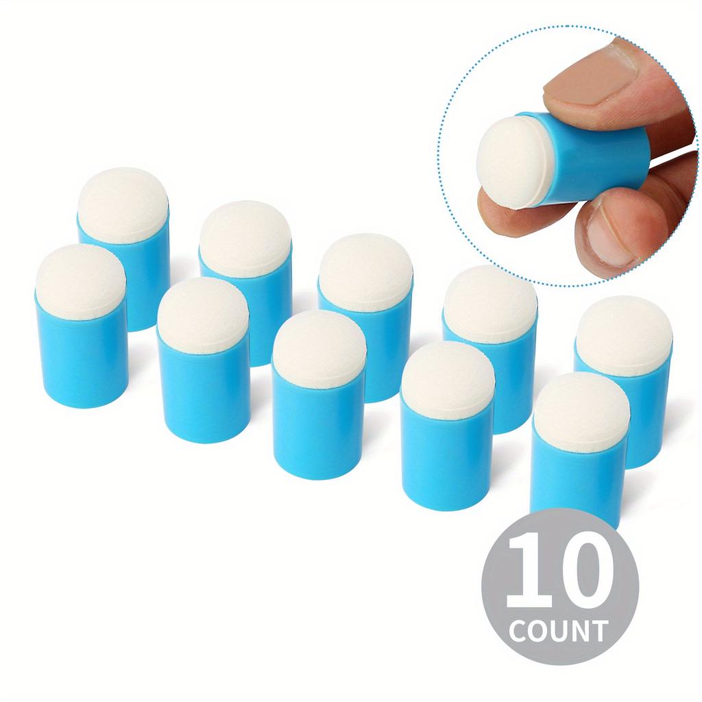 10PCS Craft Finger Sponge Daubers Drawing Project Finger Painting Sponge Set for Card Making, Painting, Stamping, Ink.