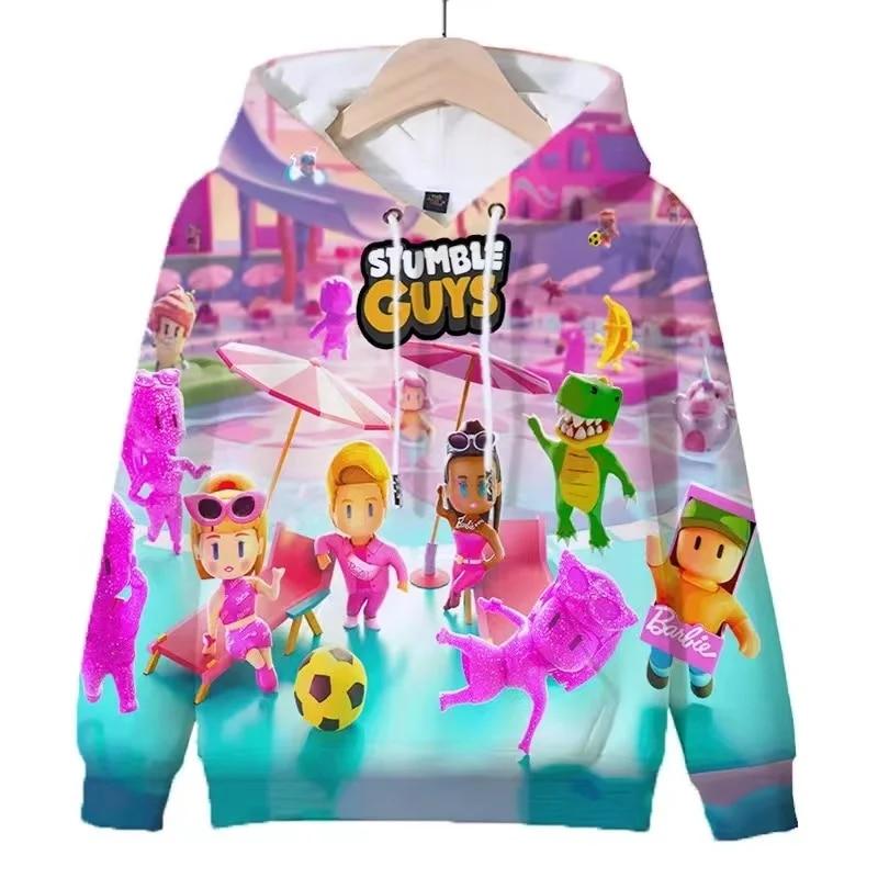 Game Stumble Guys Print Hoodies Kids Autumn Cartoon Pullovers Tops Cute Children Sweatshirts Casual Sportwear Boys Girls Hoodie