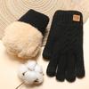 Knitted Gloves for Women In Winter Double Layer Plus Velvet Thickened Cold and Warm Cycling Outdoor Touch Screen Gloves