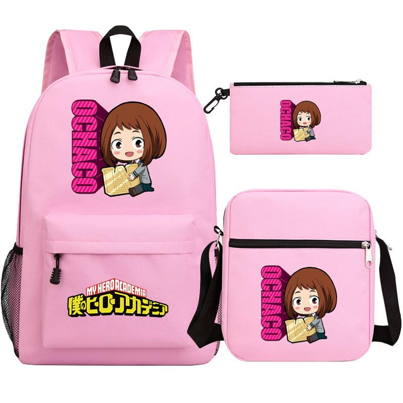 Young Students Schoolbag Animation Three-Piece Backpack Diagonal Hanging Bag Pencil Case