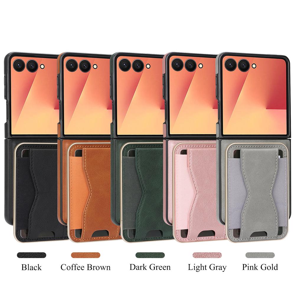 2 in 1 Magnetic Phone Case For Samsung Galaxy Z Flip 7 6 5 4 3 FE Leather Ultra Thin Bracket Card Slots Wallet Shockproof Cover