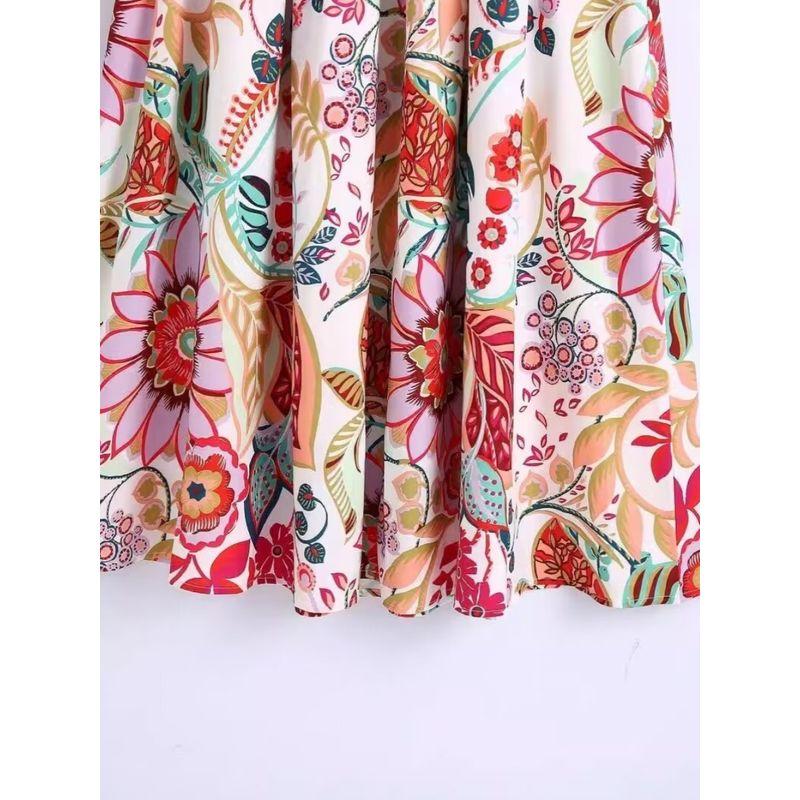 Kaslead New Arrival Women's Fashion Style Fashion Casual Ethnic Style Design Trendy Print Half-Length Dress