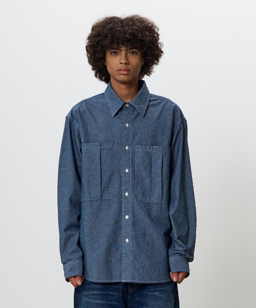 KNOUUN Grain Shirt (Washed Indigo)