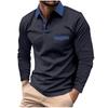 Stylish Long Sleeve Polo Shirt with Contrast Trim, Casual Daily Essential