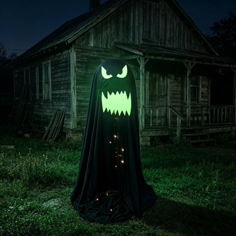 Adjustable Halloween Standing Ghost Decor Glowing Scary Ghost Figure Porch Yard Decor