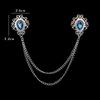 Fashion Gentleman Tassel Brooch For Men Suit Shirt Collar Crystal Cross Chain Lapel Pin Rhinestone Retro Wedding Accessories
