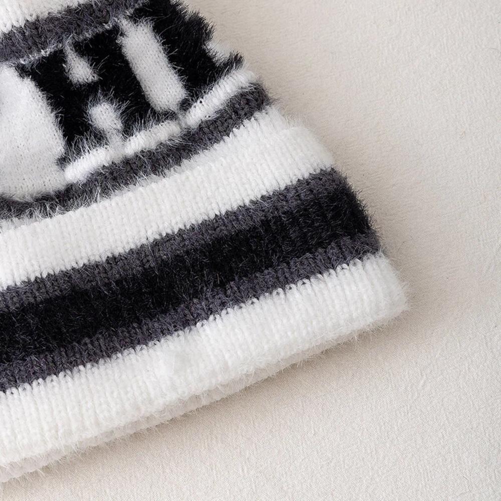 Neuer Stil Mode HEAT Buchstaben Mütze Kappen Bommel Warme Wintermütze Y2K Mütze für Frau Mädchen