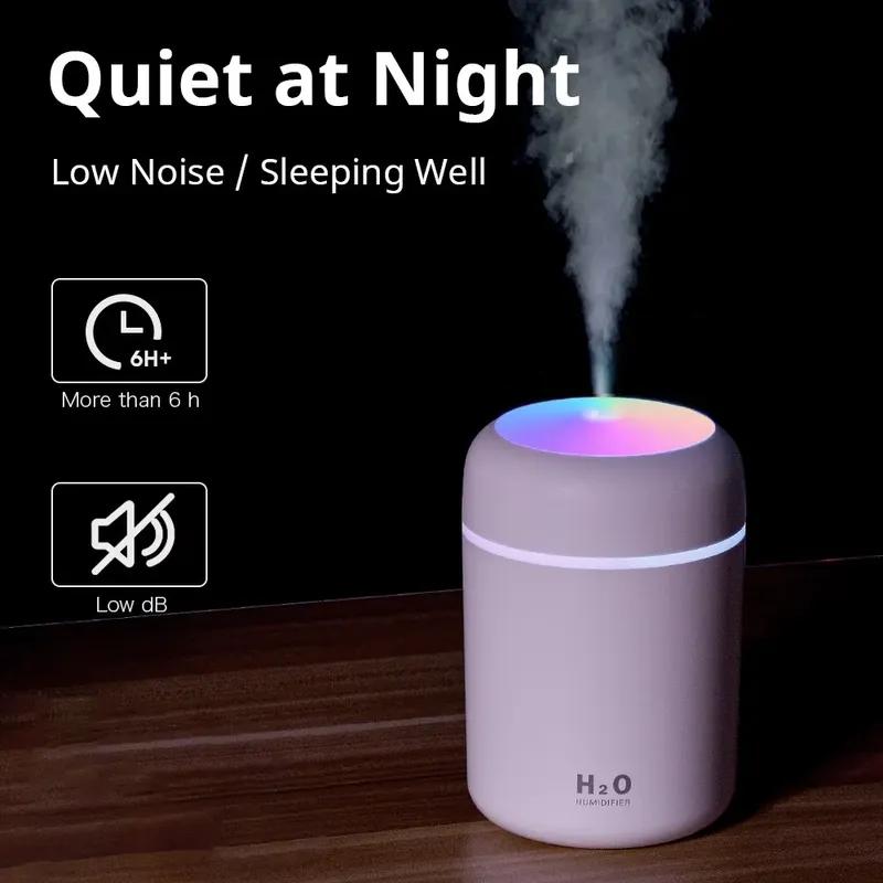 Portable USB Ultrasonic Aroma Diffuser, Colorful Cup Humidifier, Cool Mist Maker Air Purifier for Home & Car