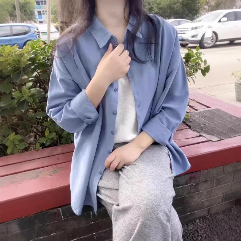 Light Luxury Pure Cotton Long Sleeve Blouse - Slimming, Loose Fit, Versatile Sun Protection Shirt for Spring/Summer