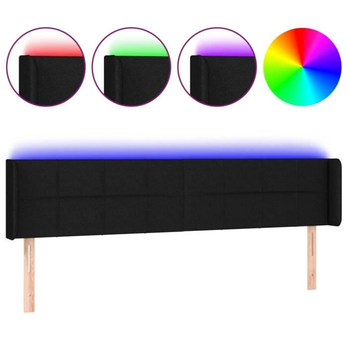 3123260 vidaXL LED Headboard Black 203x16x78-88 Cm Fabric