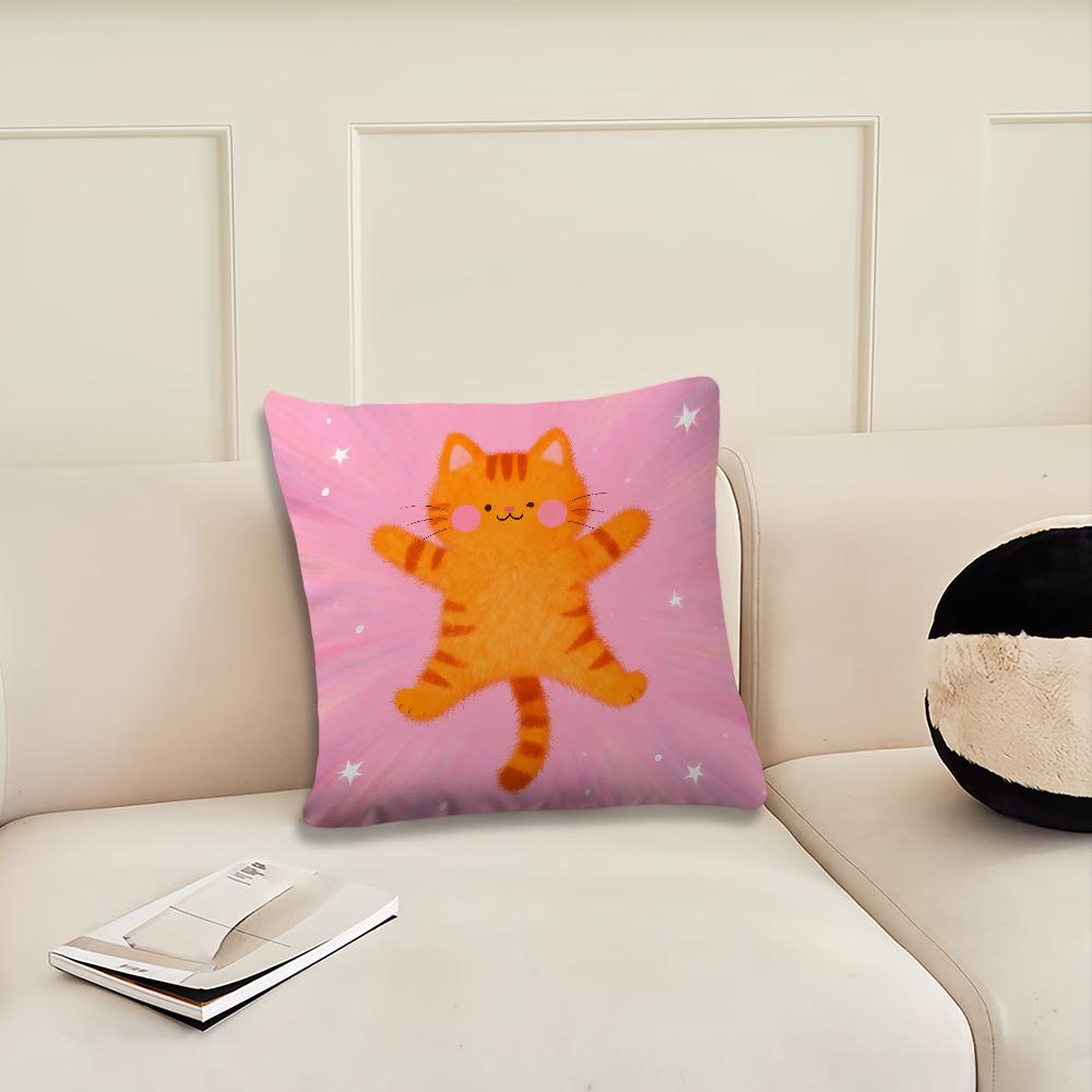 Cartoon Pink Cat Star Cute Cushion Cover Pillow Cover Decoration Room Home Sofa Living Office Car Nordic Simplicity