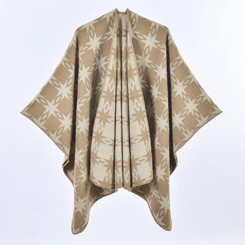 New Imitation Cashmere Women's Shawl Warm Split Cape Travel Four Seasons Double-sided Outer Scarf Cape