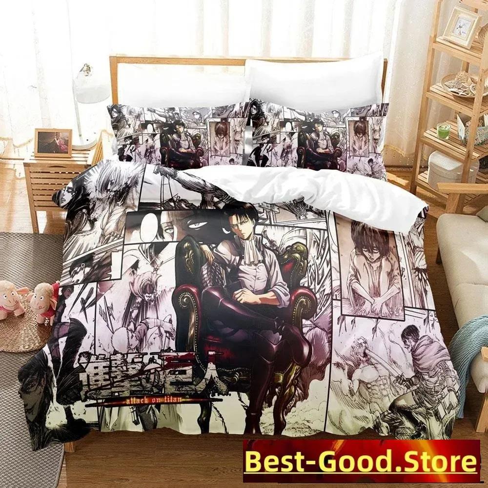 3D Print Anime Bed Sheet Attack On Titan Bedding Set Single Twin Full Queen King Size Bed Set Adult Kid Bedroom Duvetcover Sets