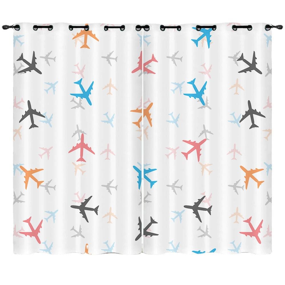 3D Cartoon Vehicle Aircraft Digital Printing Curtain Blackout Punching