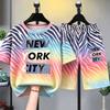 Camouflage Zebra Stripe Letter Printed Women's T-shirt and Shorts 2 Piece Set Summer Home Outdoor Casual Outfit for Men's and Women's T-shirt Set