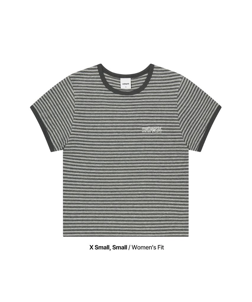 MAHAGRID Basic Logo Stripe Ringer Tee Gray(Mg2Gmmt528A)