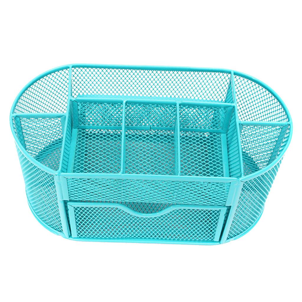 Desktop Storage Makeup Organizer 9 Compartment - Blue, 22X11X10.5cm