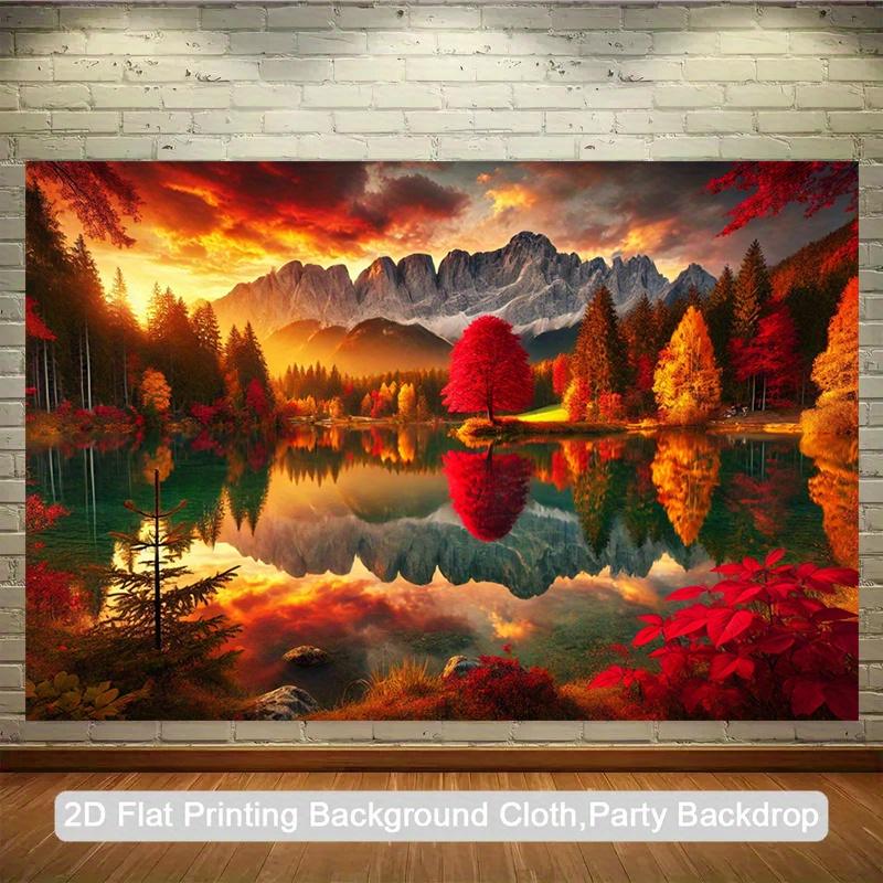 2D Plane 1 Piece of Autumn Landscape Painting Festival Party Birthday Decoration Items