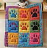 Colorful Pet Paw Print Pattern 2D Digital Print Flannel Blanket Comfortable Soft Warm and Anti-Pilling Bed Blanket Sofa Blanket