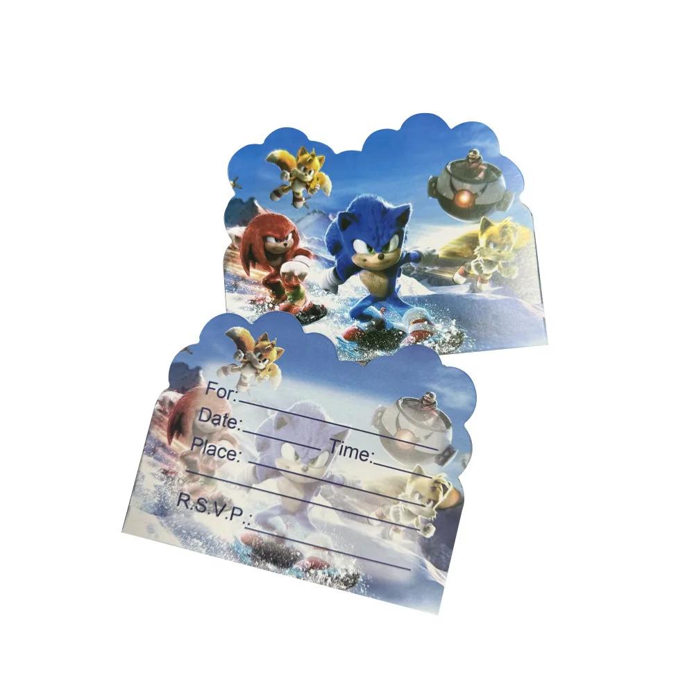 New Sonic Birthday Party Decoration Hedgehog Action Figure Party Paper Plate Knife Fork Paper Towel Cup Tablecloth Toy Kid Gifts
