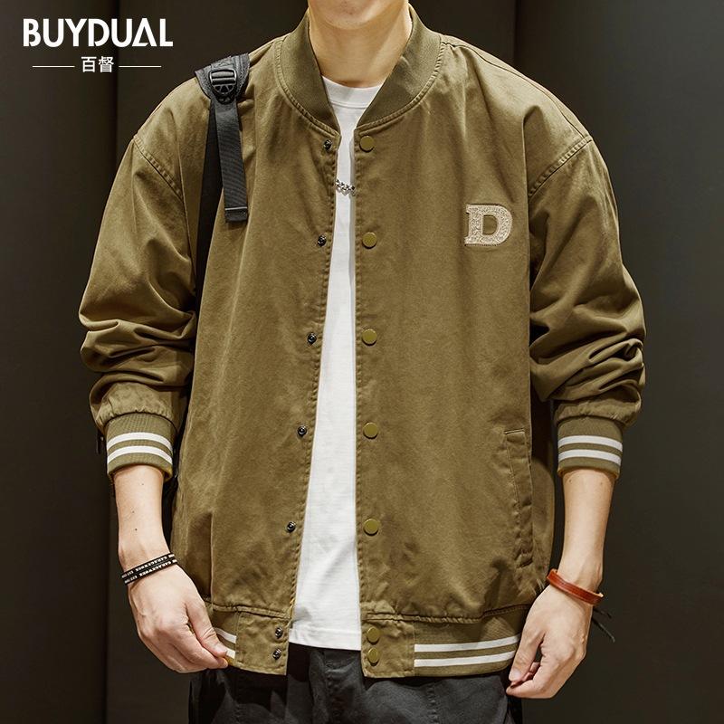 American Washed Retro Tooling Baseball Jacket Men'S Loose And Versatile High-End Ruffian Handsome Men'S Jacket