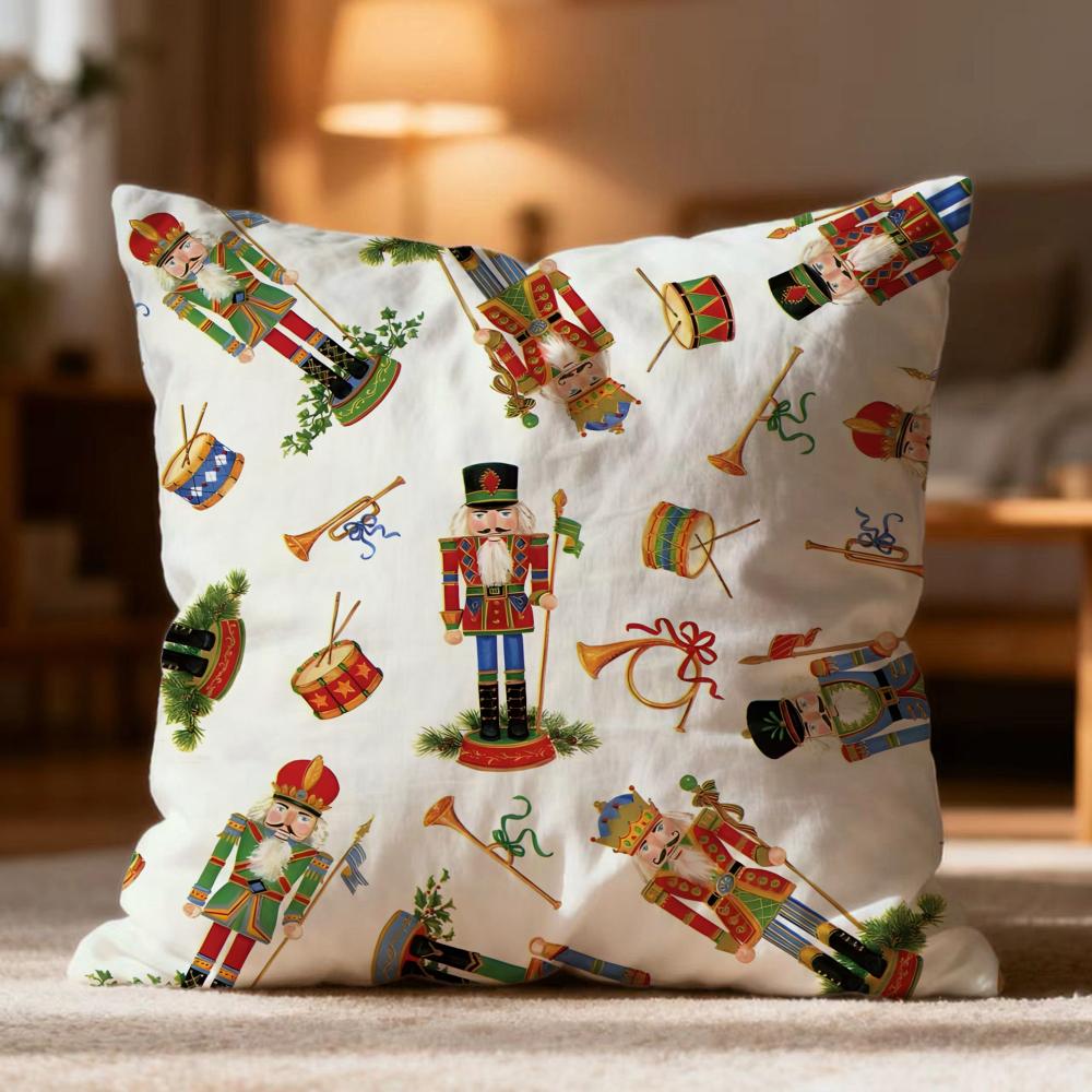 Popular Nutcracker Cushion Cover Soft Washable Pillow Case Multi-Scene for Couch Bed Travel Office Use