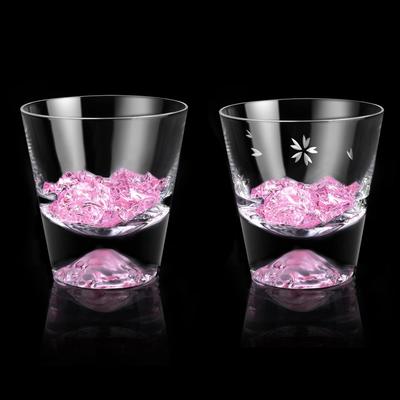 Pár kamenů Fuji Sakura Kiriko, ručně vyrobené v krabici s whisky, svatba k šedesátým narozeninám, populární 270cc Mt.. Sklo, Sklo, Sada, Luxusní, Řemeslníci,