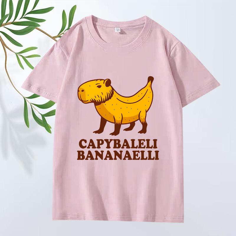 Camiseta Casual Feunisexina Italiana Brainrot Banana Capybara Mee Prendas De Gran TamañO