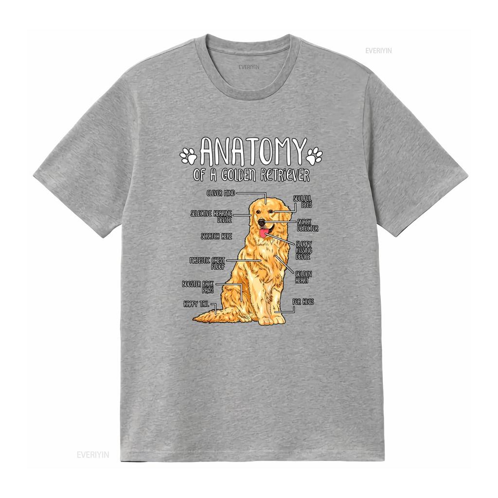 Funny Golden Retriever Anatomy Print Casual Dog Lover T Shirt vintage Washed fashion Versatile homme Soft Stretched Unisex