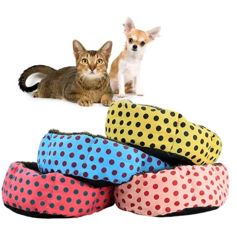 Superweiches Plüsch-Rundpunkt-Achtkant-Hundebett für Katzen und Hunde Gemütliches Waschbares Haustierhaus