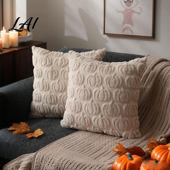 Ghost Throw Pillow Case Plush Pumpkin Cushion Cover Halloween 18 X Inch Seasonal Bedroom Cover Cute Soft for Spooky Season Cozy Fall Home