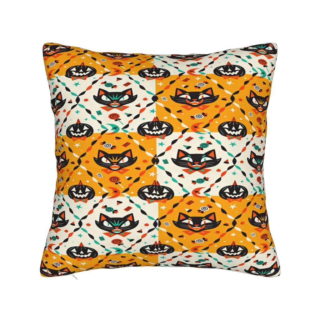 Pillow Case Halloween Pumpkin Striped Geometric Seamless Pattern Comfy Pillow Cover For Sofa Car Home Decor Funny Pillowcases