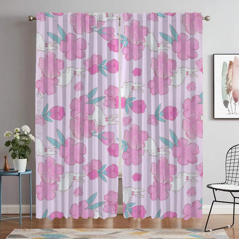 Zasłony w kwiaty Zasłona zaciemniająca do pokoju dziecięcego do pokoju 2 panele Zasłony do wnętrza domu Dekoracja na Halloween Zasłony działowe Do salonu