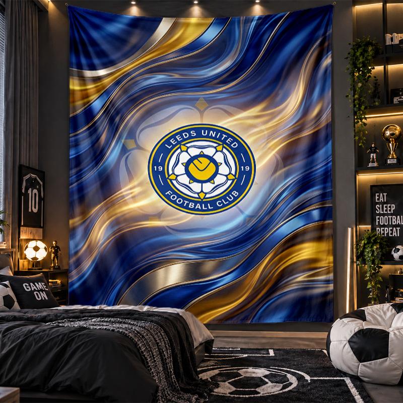 Gobelin wiszący na ścianę z nadrukiem piłkarskim Leeds United Tkanina do salonu Sypialni Wystrój domu