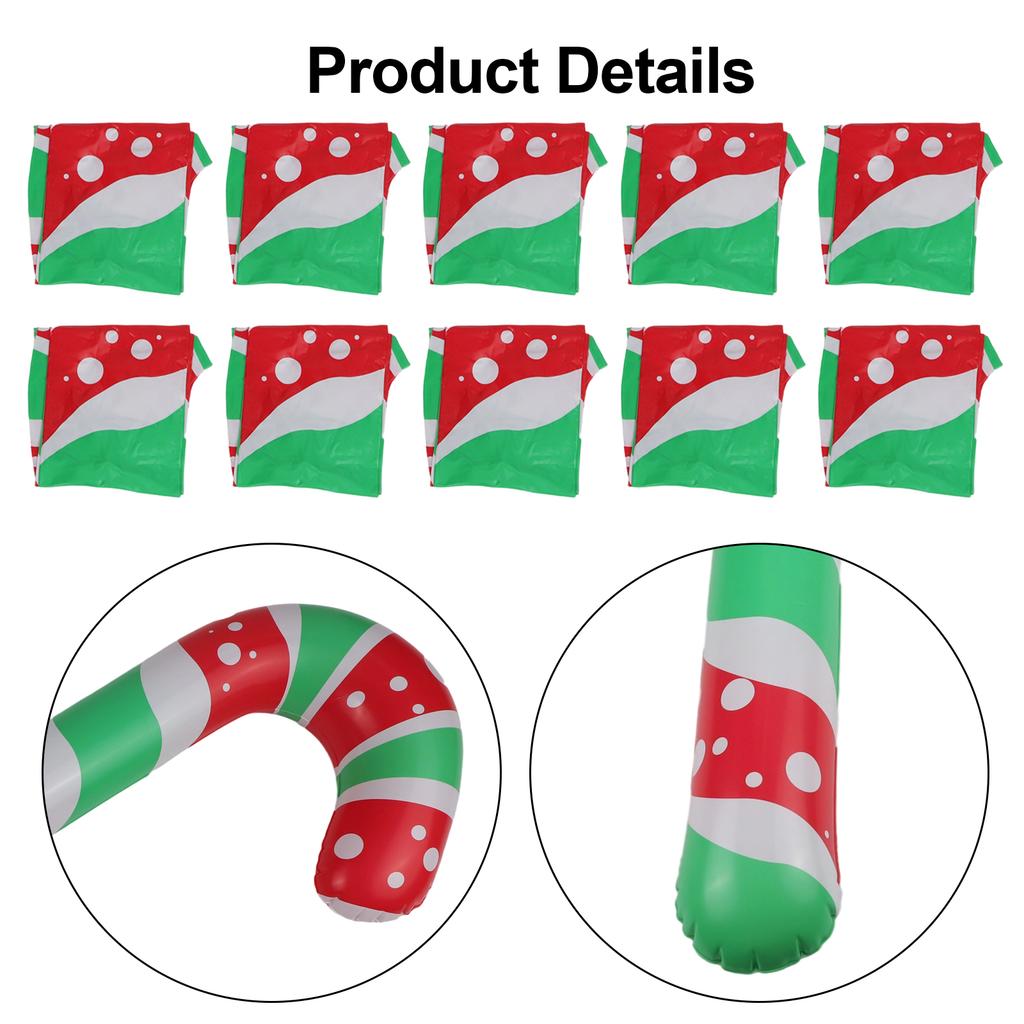 10pack inflatable Christmas canes made from sturdy PVC bright colors for holiday decoration at home parties or retail store