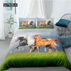 Sada povlečení na přikrývku s koněm Velikost Twin King Cvalový kůň Ložní sada Mikrovlákno 3D Hospodářská zvířata Rustikální venkovský styl Povlak na přikrývku