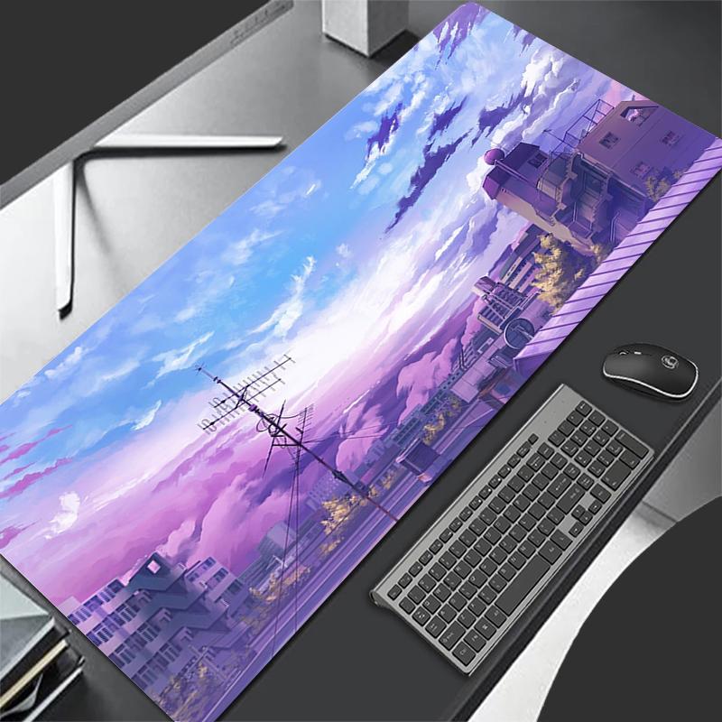 Large Gaming Mousepad XXL Keyboard Gamer Mouse Pad on The Table Speed Desk Mat Anime Beautiful Urban landscape Mouse Mats