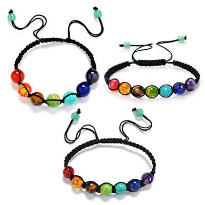 Natural Stone Bracelet Stone Beaded Bracelet with Tail Beads Handmade Woven Jewelry
