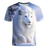 New Summer Lion Pattern 3D Print T-Shirt Men Women O-Neck Fashionable Short Sleeve Oversized Harajuku Tees Tops Kid Man