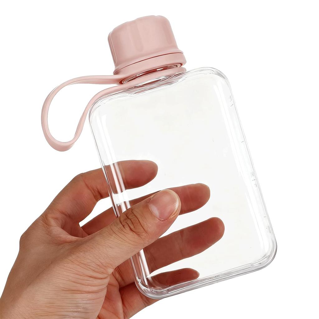 8.2 oz/240 ml Flat Travel Water Bottle, BPA Free Tritan Reusable Plastic Square Water Bottle for Camping, Fitness, Outdoor Sports, Fits Purse