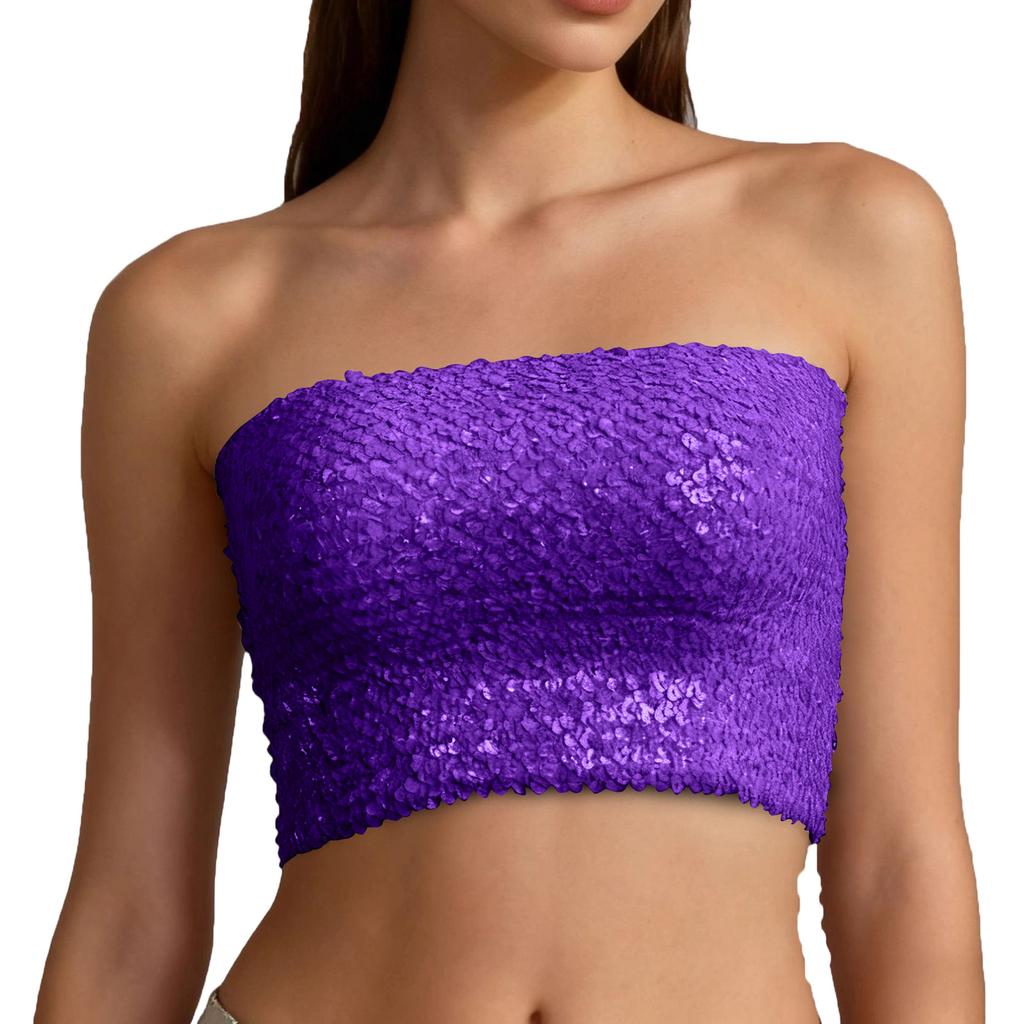 Women's Fashionable And Sexy Sequined Strapless Top