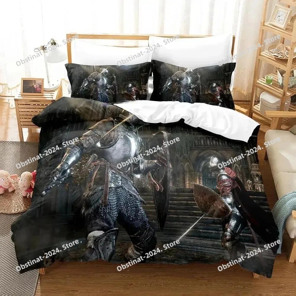 Dark Souls 3 Yatak Örtüsü Seti Tek Çift Tam Kraliçe King Boy Yatak Seti Yetişkin Çocuk Yatak Odası Nevresim Takımları 3D Baskı Anime Çarşaf Seti