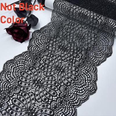 22.5cm Wide Elastic Lace Trim, Scallopped Stretchy Trim Lace for Lingerie, Underwear, Bra, Dress, Garment, Home Decor, Crafting  (Blackish Gray)