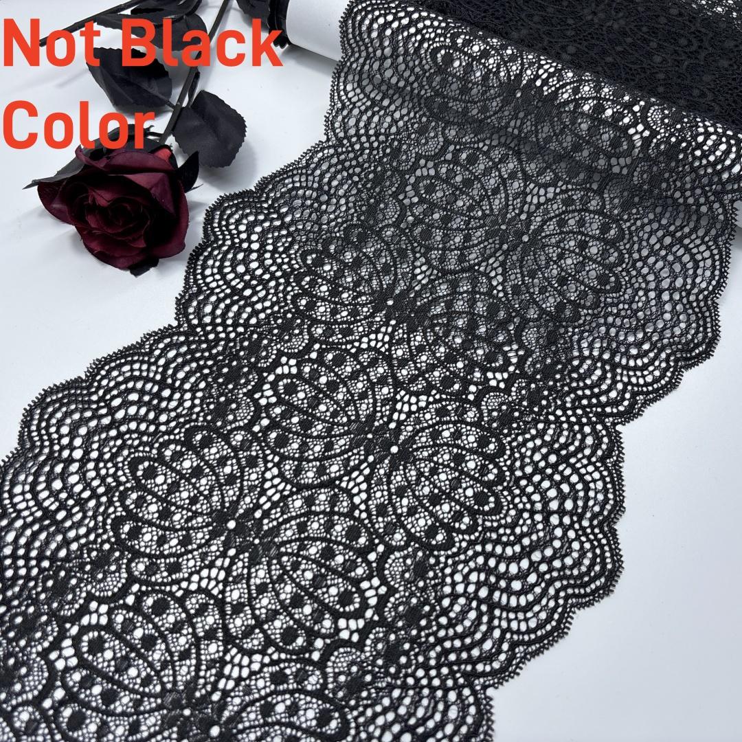 

3 Meters Elastic Lace Trim, Foral stretchy trim lace for Lingerie, Underwear, Garment, Crafting (Dark Gray, 22.5cm Wide) 22.5 cm